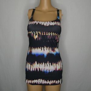 Lucy Tie Dye Striped Tank Top Strappy Criss Cross